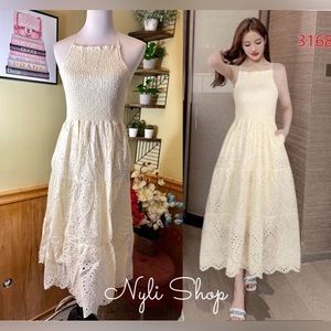 🌷Brand New halter eyelet dress fully embroidered can fit Sm up to M price firm!
